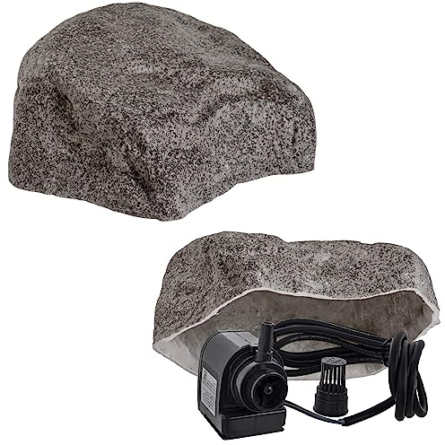 Roccia Artificiale S-06 Ø 42 cm Grigio – Finta Roccia Cava Ultra-Piatta & Copertura Tombino, Quadro Elettrico, Contatore – 56 × 51 × 19 cm, Fibra di Vetro, 6 kg, Resistente al Gelo
