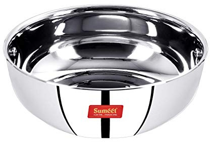 Sumeet No.12 Stainless Steel Encapsulated Bottom Induction and Gas Stove Friendly Tasra (1.9 L, Steel)