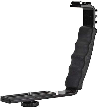 Vbestlife Soporte de Flash L, Flash de Cámara Soporte en Forma de L, Soporte de Doble Zapata para Montaje en Adaptador para Micrófono DV Luz LED.