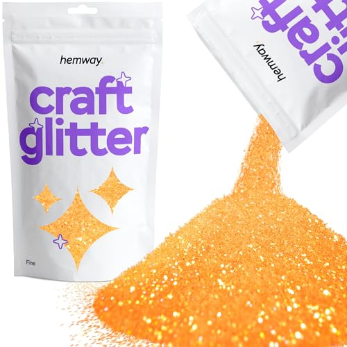 Hemway Craft Glitter Fluorescent UV Neon Orange 100g Fine Glitter for Crafts, Resin, Cosmetic, Nail, Face, Body, Festival, Tumblers, Art, Candle, Crafting