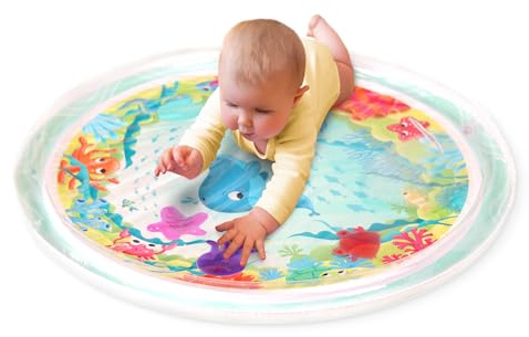 B. toys – Baby Inflatable Tummy Time Mat 6 Removable Sea Animals Water Activity Mat for Babies Easy to Clean – 6+ Months Wonder Waves