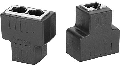 Acouto Conmutadores, 2 Uds Adaptador De Cable Ethernet 1 Entrada 2 Salidas Rj45 Interfaz Hembra Conector LAN Cable Extensor Divisor para Cable De Internet