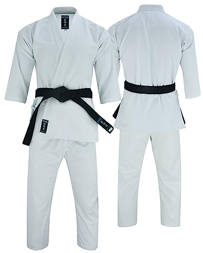 Karate Kinder-Uniform mit schwerem Atheltik-Schnitt (schmalere Passform), 400 g, Weiß (1/140 cm)