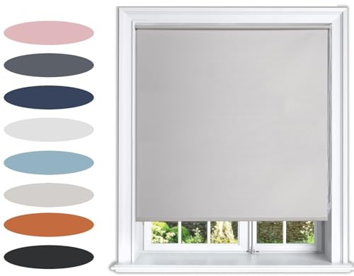 Lister Cartwright Blackout Plain Roller Blinds (Grey, 180W x 160H cm) | UV Protection, Insulated Trimmable Window Blind, Easy Fit, Child Safe for Home Bed Room,Living Room & Office