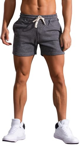 FGFD&OU Pantalón Corto Deportivo Hombre Algodón Bermuda de Transpirable Elásticos Pantalones Cortos para Correr Deporte Tiempo Libre Yoga con Bolsillos (Gris Oscuro, M)
