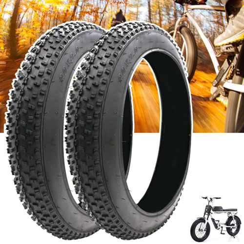 2 pneus Pneu de vélo Fat-Bike, 20/24/26x3.0/4.0, pneus épais Anti-crevaison et élargissants, pneus de vélo de Plage antidérapants et Pliables, kit de Rechange | 30 PSI(26X4.0)