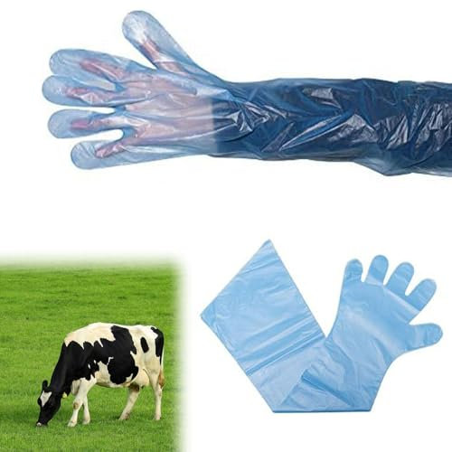 Comioke Gants vétérinaires à manches longues, gants vétérinaires, 30 pièces, gants jetables extensibles, pour insémination du bétail, film plastique souple, manchette extra longue 90 cm