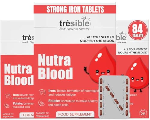 Iron Tablets High Strength with Folic Acid, Zinc Bisglycinate, Vitamin C and B12 (3-Month Supply) - Iron Supplements for Women, Men and Child - Energy Supplements Help to Reduce Tiredness and Fatigue