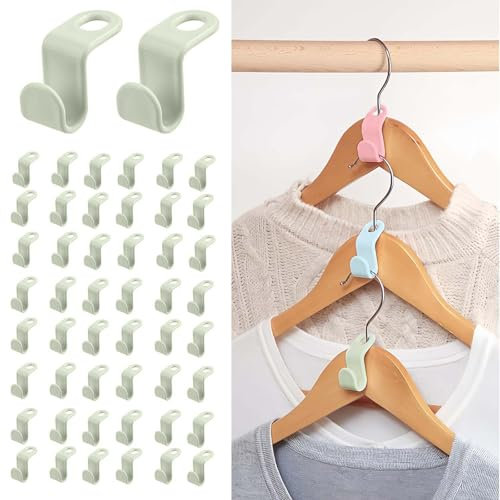 SHUOHONG 100 Stück Kleiderbügel Verbindungshaken, Kleiderbügel Platzsparend, Kleiderbügel Kunststoff, Hangers Clothes Organizer, Kleiderbügel Haken für Mehr Nutzbaren Platz Im Schrank (Grün)