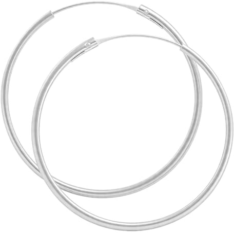 Aros plata mujer de 15, 20, 30 y 40mm - Pendientes aro hombre o mujer en plata de ley 925 que se envían en una cajita ideal para regalo - Aretes de 2mm de ancho (40mm)