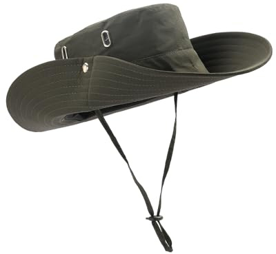 MILAKOO Unisexe Seau Coiffure Extérieur Chapeau De Pêche Soleil pour Hommes et Femmes Randonnée Séchage Rapide Imperméable avec Bord Relevable et Corde Anti Vent