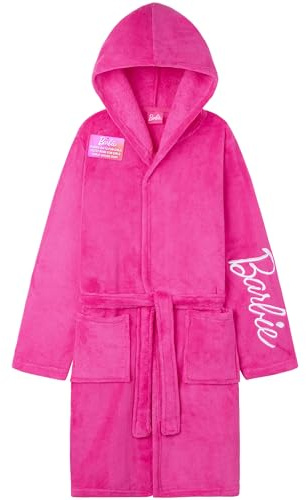Get Trend Barbie Vestaglia Bambina e Adolescenti, Pile Accappatoio con Cappuccio, Abbigliamento da Casa Regali per Lei (9-10 Anni, Rosa Barbie)