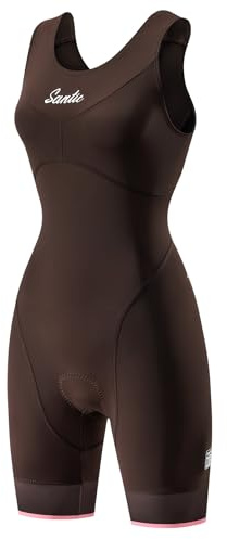 Santic Triathlondräkt för kvinnor vadderad triathlon kostym onepiece ärmlös tri-kostym cykel bodysuit skinsuit snabbtorkande bantning cykeldräkt