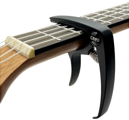 Kapodaster för gitarr capo-gitarr med, Capodasta gitarr för ukulele västerländsk gitarr elgitarr, metall trä (svart)