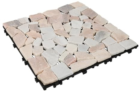 Gadpiparty Azulejo de Piedra Natural Anticorrosivo para Suelo de Interior y Exterior Baldosa Entrelazable DIY para Baño Balcón Patio y Terraza Resistente y Fácil de Instalar Color