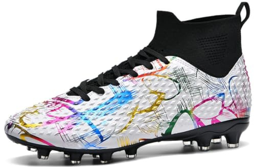 ¡Fuego Flamenco Español · Falla de Lava! Zapatos de Fútbol Alto Tobillo con Tacos AG – Diseño Étnico Control Balón, Filo Rompe Aire Corta Espinas!