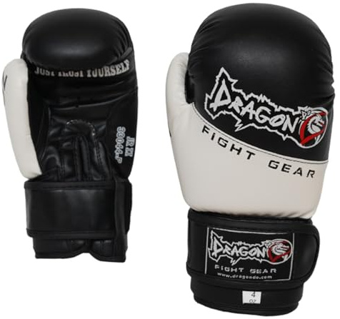 Boxhandschuhe Kinder - Junior Boxhandschuhe für Jungen & Mädchen (3-12 Jahre) - Ideal für Boxsack, Muay Thai, Kickboxen & MMA - 4oz 6oz 8oz (Schwarz, 4 Oz)