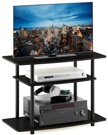 Furinno TURN-N-TUBE TV Stand, 3-Tier No Tools Entertainment Center, TV Console for TV up to 32 Inch, for Living Room, Bedroom, Espresso