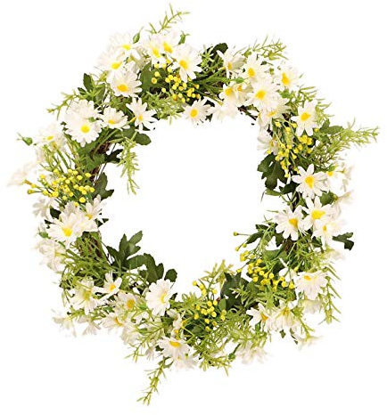 Tubayia Konstgjorda tusensköna blommor krans dörrkrans väggkrans dekorativ krans för bröllop, fest (vit)