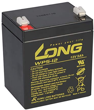 Long Blei Akku 12V 5Ah WP5-12 Faston 6,3 mm kompatibel 4Ah 4,5Ah 5Ah USV Alarm Notstrom