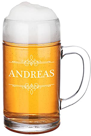 polar-effekt Cruche graduée de 1 l avec Gravure du nom - Verre à bière personnalisé - Classique de Munich - pour Les Vrais Fans de Bavière - Stölzle Lausitz - Homme, père, Grand-père - Motif Ornement