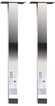 Luna Tischbeine Möbelfüße & Tischgestell mit Montageplatten | 4ER und 2ER Sets | Versch. Ausführungen | Edelstahl | Verchromt | Massiv | Alu Optik (Verchromt, 2ER Set | 25 x 25 x 250 mm)