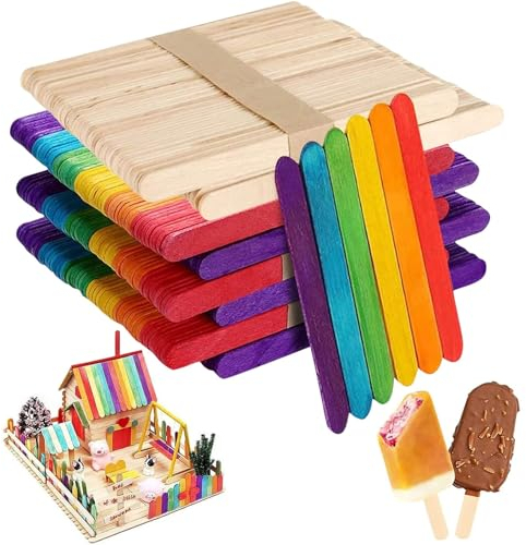 400 palitos de hielo de madera de colores, espátulas de madera para manualidades, palitos de hielo, palitos de hielo, palos de madera para manualidades, varillas de madera para hielo, espátulas de