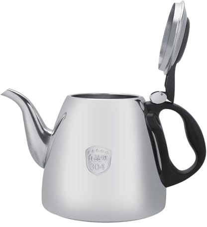 Bollitore da tè per piano cottura, bollitore in acciaio inossidabile in acciaio inossidabile bollitore a collo di guapa per cuocere toppa catering pentola bollente per casa e cucina (1.5l)