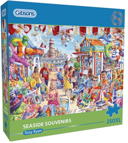 Gibsons Seaside Souvenirs Jigsaw Puzzle – 250XL Extra Large Pieces, Nostalgic Jigsaw for Adults, Thick Premium Puzzle Made from 100% Recycled Board, Great Gift by Gibsons Games