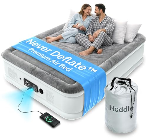 NEVER DEFLATE™ Luxury Air Bed Double with Built In Pump 135 x 190 x 46cm, Good Housekeeping Winner 2026, Self‑Inflating Blow Up Mattress, USB Charging & Nightlight, Inflatable Air Mattress for Guests