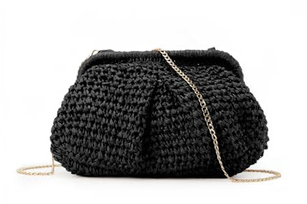 Jywmsc Bolso de Mano de Paja para Mujer, Bolsa de Bola de Masa de Nube, Bolso de Hombro Cruzado de Paja, Bolso Tejido de Playa de Verano