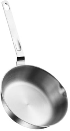 JISADER Sartén de Acero Inoxidable para freír Huevos, Calentador de Aceite, sin Revestimiento, Mango Anti-escaldaduras, Olla para derretir, 14cm