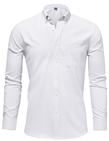 Casey Kevin Camicia Uomo Maniche Lunghe - 100% Cotone - Regular Fit - Colletto con Bottoni Casual Camicie con Tasche