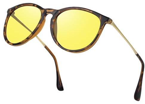 Perkanion Lunettes de Soleil Femme Polarisées Mode Rétro Vintage la Protection UV 400 pour Conduire Voyager