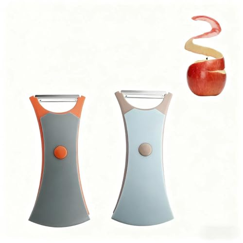 SHENGYIG 2 Piezas Pelador Universal para Frutas y Verduras - Corte Bidireccional Con Filo Dentado y Recto, Mango Ergonómico Antideslizante - Para Patatas y Tomate