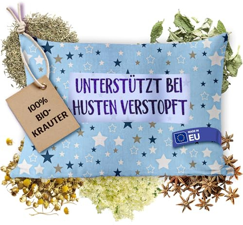 Mommies Natura - Cuscino naturale per bambini, 50 x 40 cm, per bambini con camomilla, melissa e timo, aiuto per addormentarsi in caso di raffreddore e tosse, piccolo cuscino per letto e viaggio