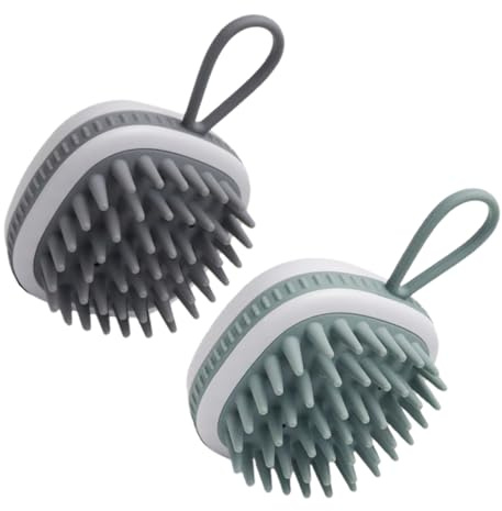 Yardenfun 2 pièces Brosse de Massage Silicone pour Shampooing Antidérapante Soins Du Hommes et Garçon Fille Élimine Pellicules et Stimule Naturelle