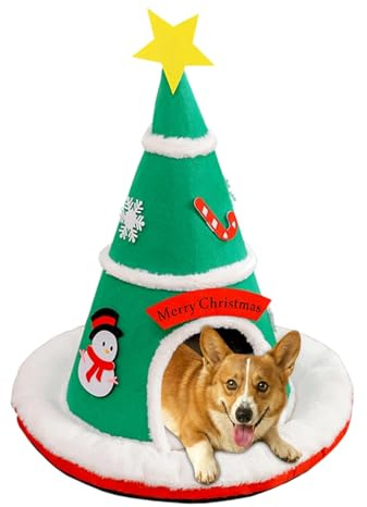 Caverne pour Chat | Chaud Antidérapant Sapin de Noël - Lit Doux de Sommeil pour Chaton Cabane Chat,pour Chaton Petit Chien Intérieur Décoration Maison Chambre Salon