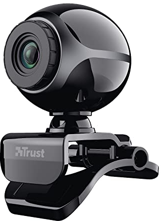 Trust Exis Webcam with Microphone and Smart Stand, Videocamera, USB Plug and Play, Web Camera for Video Calling, Skype, Teams, Zoom, PC, Computer, Laptop - Black