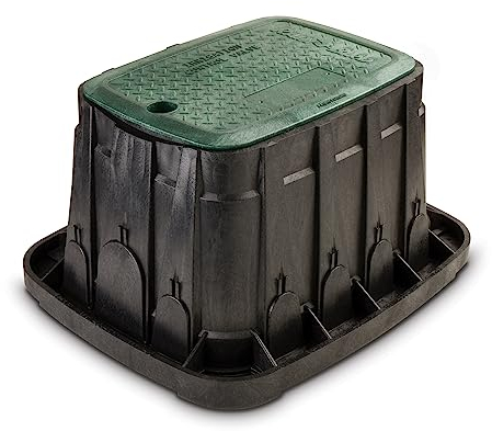 Rain Bird VBREC12 Rectangular Sprinkler Valve Box, Black with Green Lid, 12 High