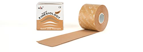 Nasara Original Kinesiologie Physio Tape für Sport und Medizin, Rollengröße 5cm x 5m, Beige