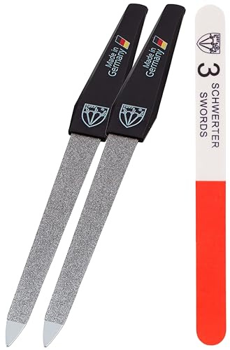 3 Swords Germany - Sapphire Metal Nail File Set 2 Pieces with 1 PIECE 3-Way Nail Buffer – Nail Care Made in SOLINGEN/Germany