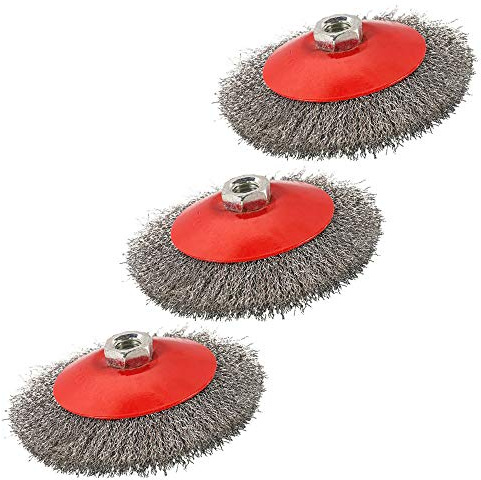 MorNon 3x Topfbürste Winkelschleifer 115mm M14 Bohrmaschine Drahtbürste Freischneider Kegelbürste Flex