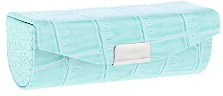 Inzopo Étui en cuir synthétique souple pour rouge à lèvres avec miroir et porte-rouge à lèvres Bleu clair