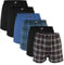 MT Herren Web Boxershorts (6er Pack) American Boxer gewebt aus Baumwolle - Schwarz-Blau L