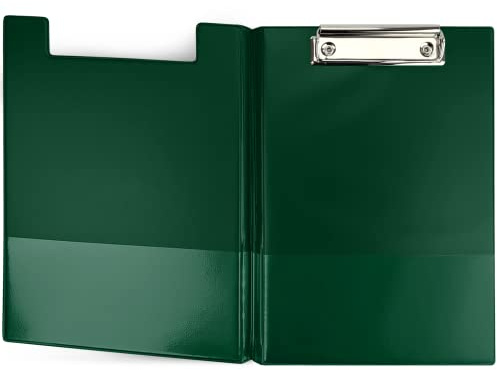 Netuno 1x carpeta portapapeles A5 verde oscuro con tapa 25 x 18 cm clip metálico bolsillo interior soporte escritura portátil oficina escuela resistente