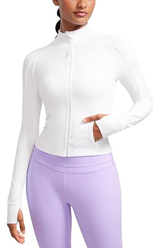 CRZ YOGA Giacca da allenamento con zip corta da donna Bianco 42