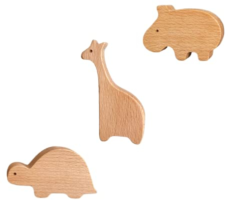 Dasellfa Kleiderhaken für Kinder aus Holz in Tierformen, Wandhaken, Haken Selbstklebend, Garderobenhaken Kinder, Haken Ohne Bohren, Mehrzweckhaken Wall Mounted Hooks, Mützen, Kinderzimmer Deko