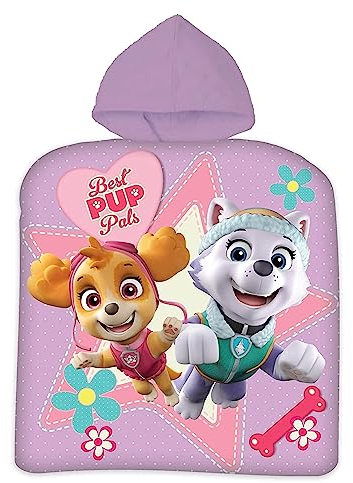 Theonoi Kinder Poncho Badeponcho Kapuzenhandtuch Bademantel Handtuch Duschtuch Strandtuch Badetuch- mit Kapuze für Jungen & Mädchen Baumwolle (Paw Patrol Girl)