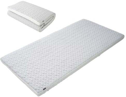 EMOOR Foldable Memory Foam Futon Mattress Mochi Reversible with Washable Padded Cover Twin, Storable Bands Guest Bed Tatami Floor Sleeping Mat, Gray